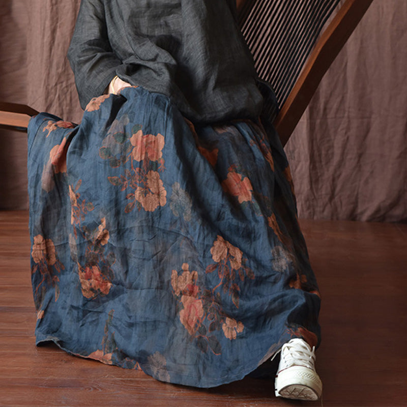 Cozy Retro Linen Skirt
