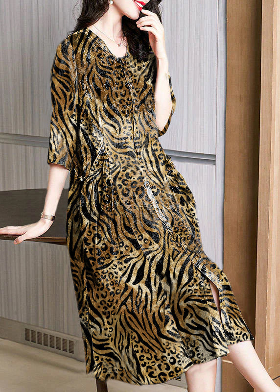 Pockets Wrinkled Patchwork Silk Dress Summer