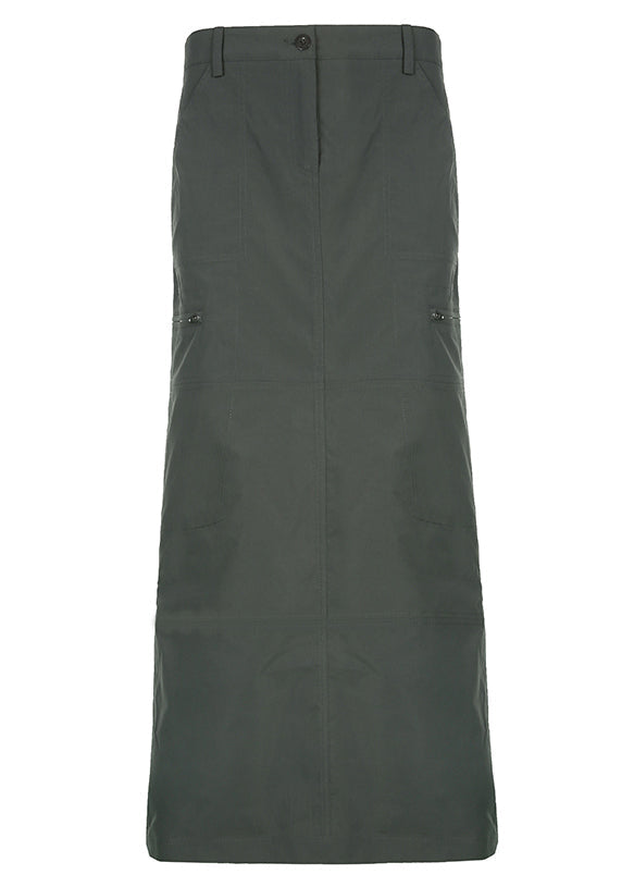 Grey Pockets Side Open Patchwork Cotton Maxi Skirts Fall