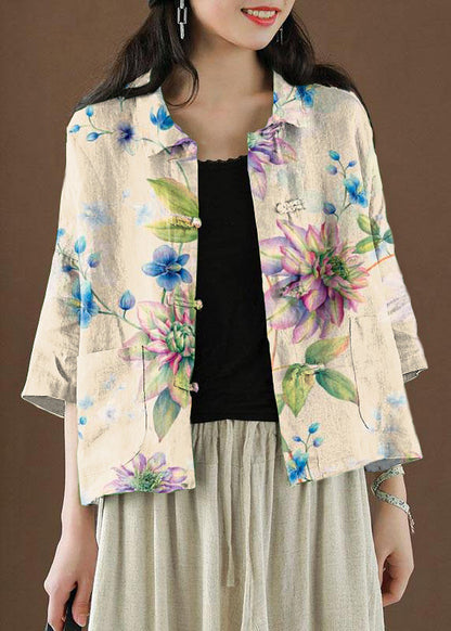 Green Peter Pan Collar Pockets Summer Linen Top