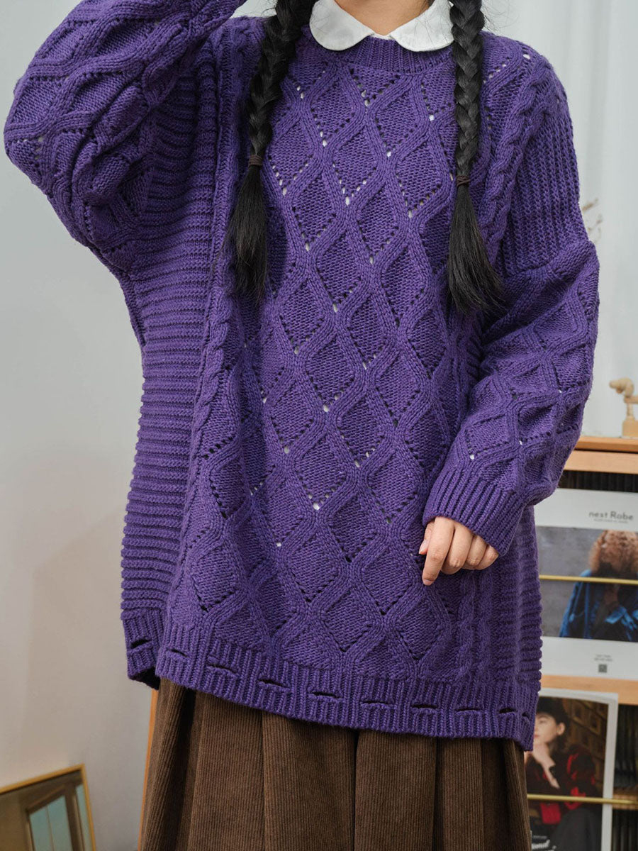 Winter Artsy Rhomboids Knitted Loose Sweater