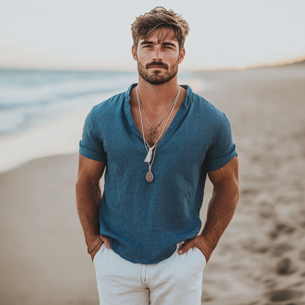 Men's Casual Fashion Solid Color Cotton And Linen Basic T-shirt elevenforest