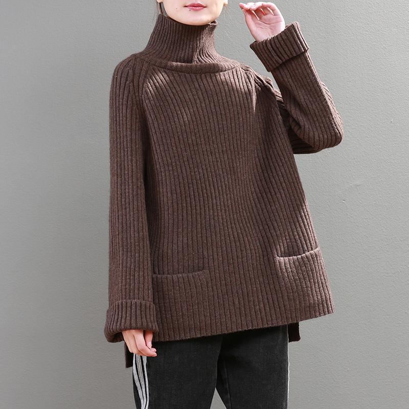 Color High Neck Sweater