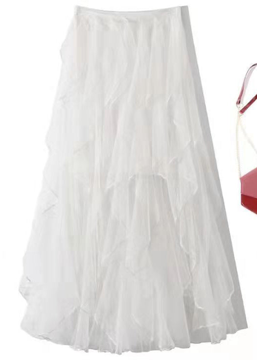 French Black High Waist Tulle Skirt Summer