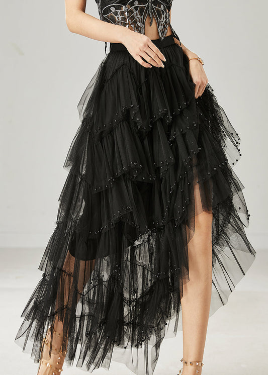 Black Layered Tulle a Line Skirt Exra Large Hem Summer