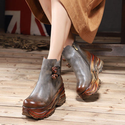 Cozy Leather Handmade Height Inceasing Boots Shoes