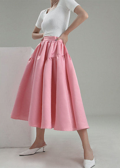 Pink Pleated Skirt Spring