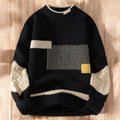 Vegan Mock Minimalist Knit Pullover Sustainable Patchwork Warmth Knitted Jacquard Unisex Sweater artswardrobe