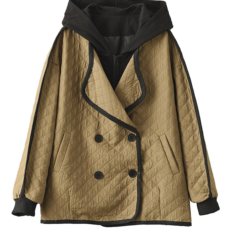 Retro Double Breasted Fake Two Piece Coat