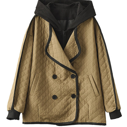 Retro Double Breasted Fake Two Piece Coat