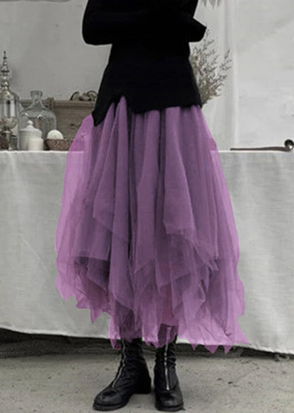 Grey Patchwork Tulle Skirts Spring