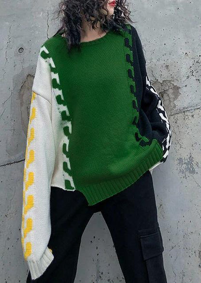 Comfy Winter Patchwork Color Sweaters Clothing Asymmetric Clothes for