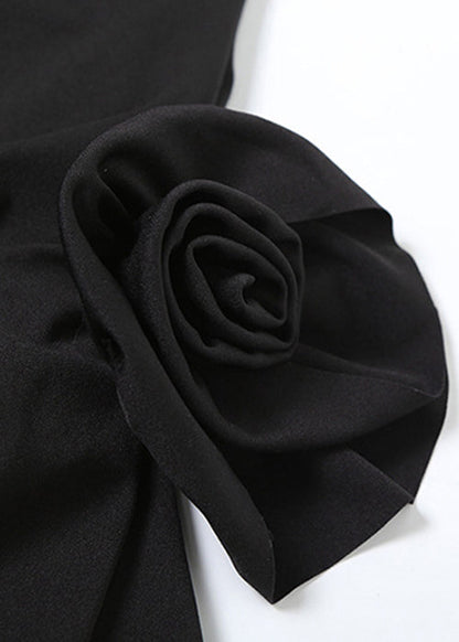 Black High Waist Dresses Cold Shoulder Summer