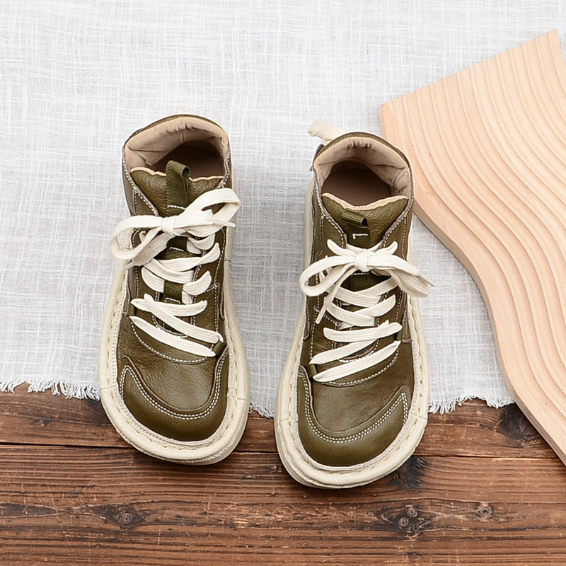 Autumn Leather Thick-soled Retro Boots