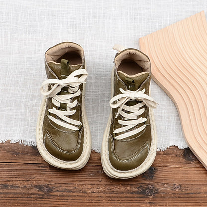 Autumn Leather Thick-soled Retro Boots