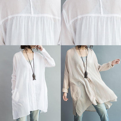 Modern White Cotton Clothes for V Neck Art Summer Shirts