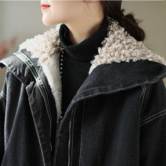 Winter Velvet Retro Denim Jacket