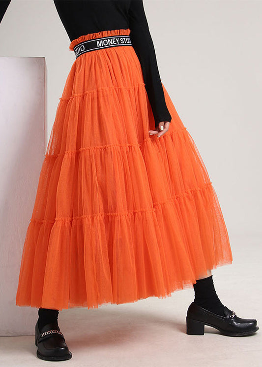 Organic Orange Patchwork Tulle Skirt Spring