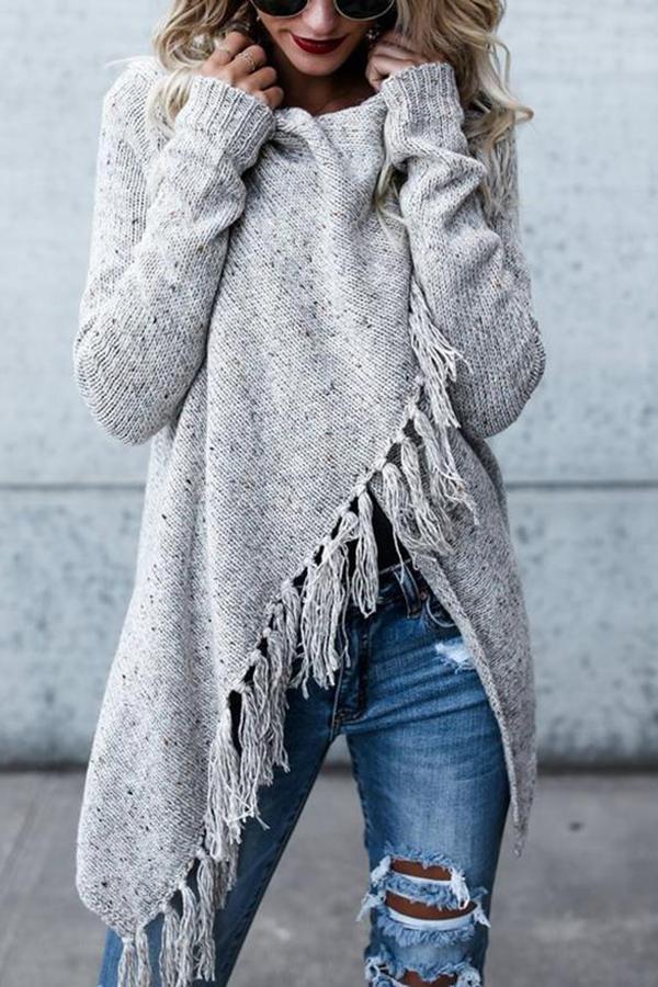 Monica® | Elegant oversize sweater with fringes