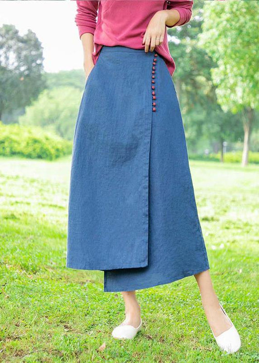 New Retro Blue Irregular Skirt