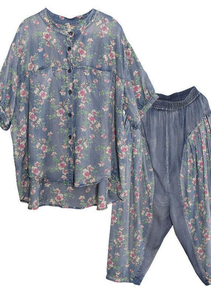 New Loose Small Cinched Tops Denim Two Pieces