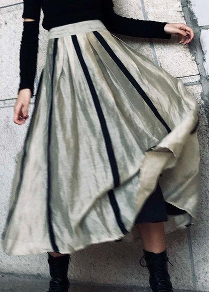 Comfy Black Text Patchwork Summer Skirt Cotton Linen