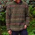 Vintage Fair Isle Knitted Jacquard Stand Collar Zipper Sweater elevenforest