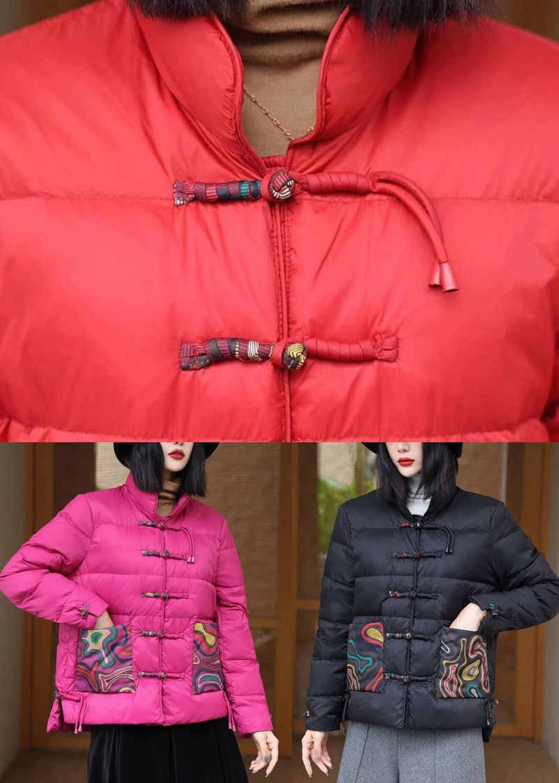 Black Stand Collar Pockets Print Duck Down Canada Goose Jacket Winter