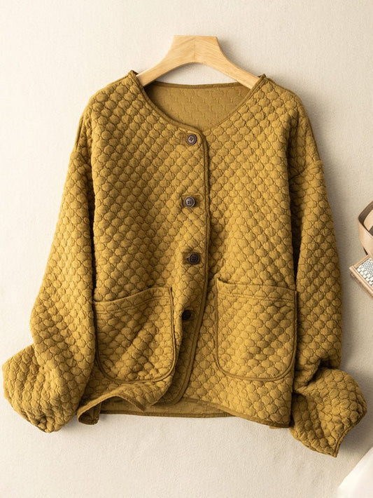 100% Natural Fabric Long Sleeve Buttoned Coat