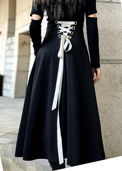 Diy Black Cinched Bow Skirt Spring
