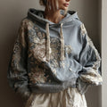 Women's Vintage Rose Floral Art Casual Warm Hoodie