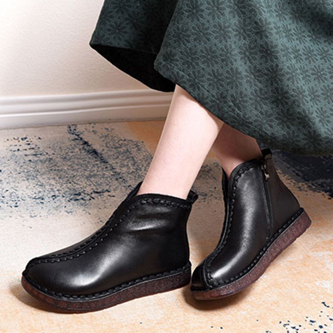 Leather Style Soft Ankle Boots ( Added Plush Styles)