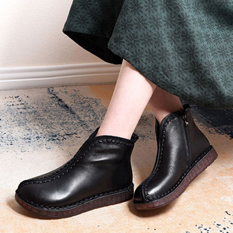 Leather Style Soft Ankle Boots ( Added Plush Styles)