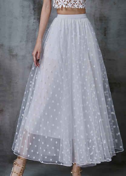White Print Exra Large Hem Tulle Skirts Summer