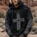 Men's Dark Style Gothic Cross Design Knit Hooded Sweater elevenforest