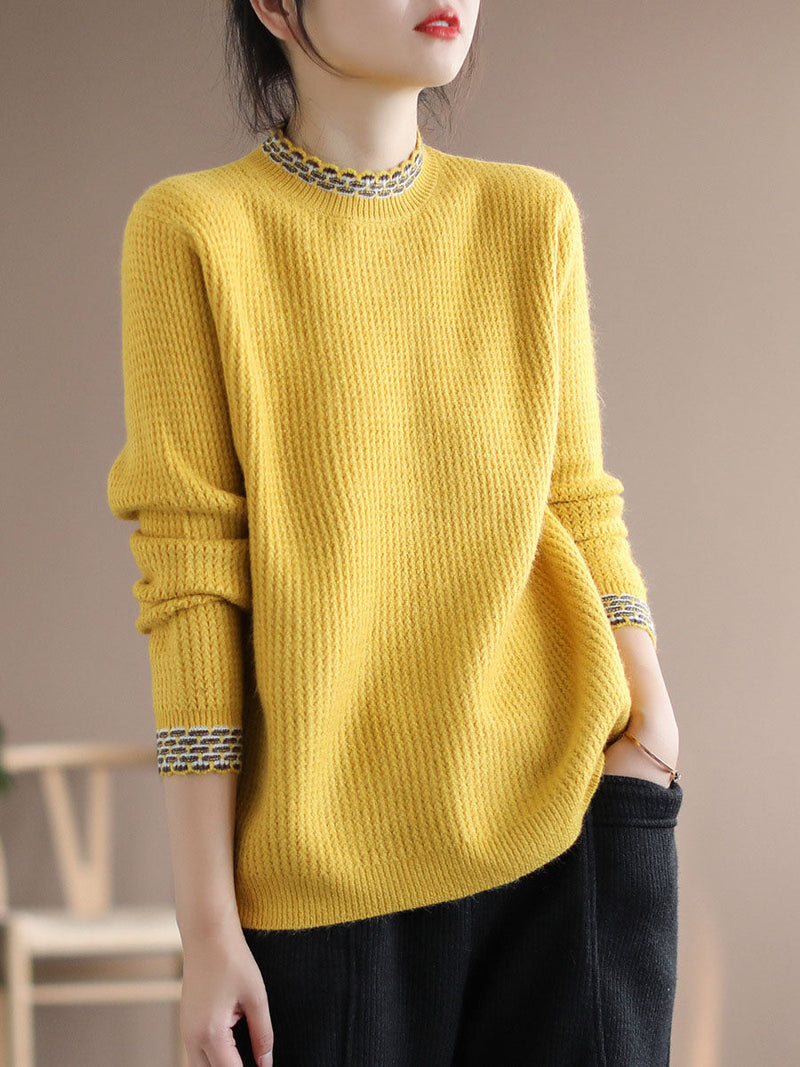 Winter Spliced Knitted Loose Sweater
