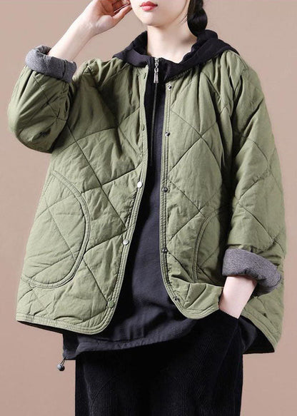 Green Warm Fine Cotton Filled Jackets Color Winter