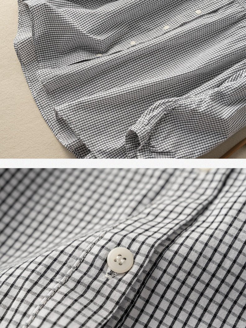 100% Natural Fabric Plaid Literary Retro Commuter Loose Shirt