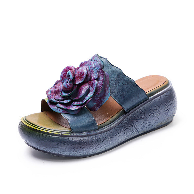 Leather Platform Slippers