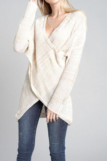 V Neck Front Cross Weekend Sweater