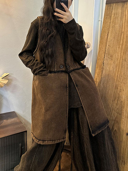 Winter Thick Button Long Waistcoat