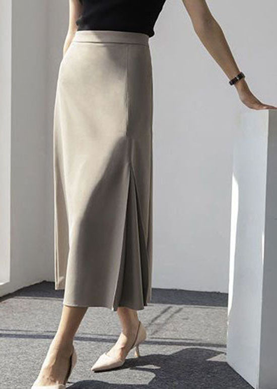 Brown Wrinkled High Waist Cotton Skirt Spring