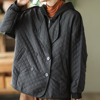 Retro Double Breasted Fake Two Piece Coat