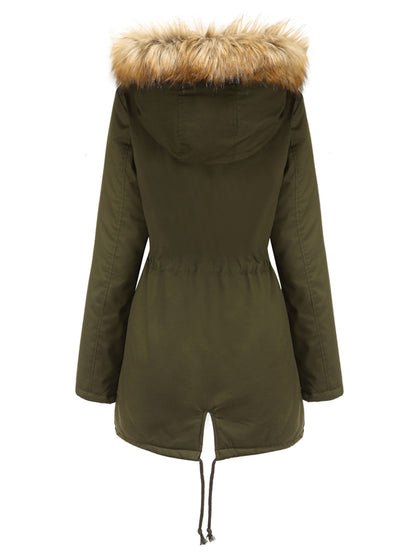 Coat Street Daily Winter Plush Long Coat Color Oversized Fur Warm Coat