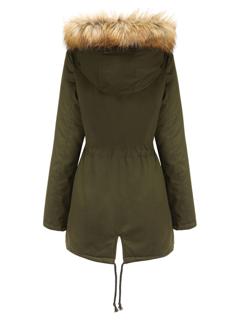 Coat Street Daily Winter Plush Long Coat Color Oversized Fur Warm Coat