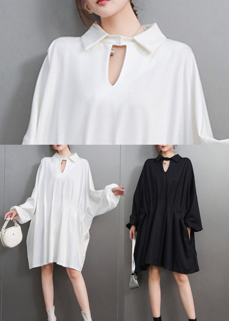 Italian White Oversized Mid Dress Batwing Sleeve