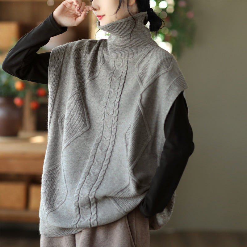 Twist Knit Turtleneck Vest