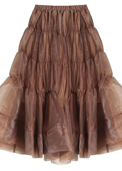 Chocolate Chiffon Cinched Skirts Summer
