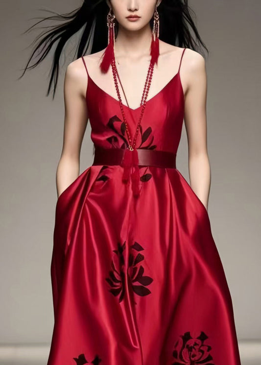 Mulberry Print Silk Cami Dress Cinched Summer