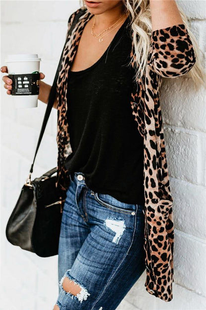 Leopard Long Sleeve Trench Cardigan